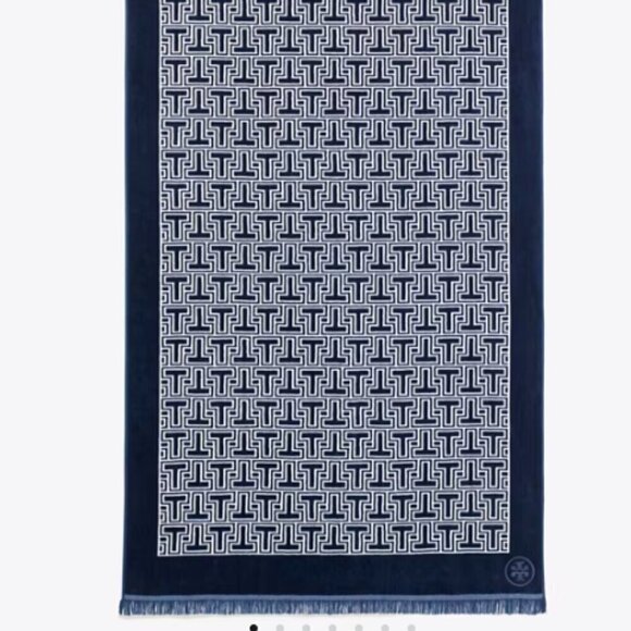 NWT! Tory Burch Oversized T-Tile Beach Towel -Navy - Picture 7 of 7